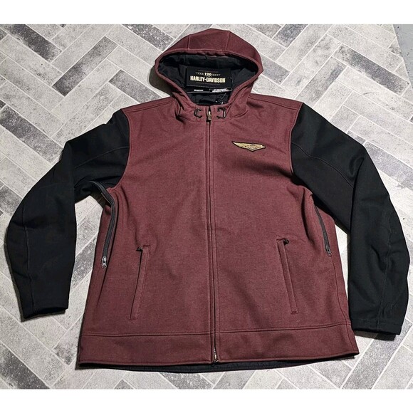 Harley Davidson Men's 120th Anniversary Riding Fleece - Rum Raisin & Black 2XL - Picture 3 of 16